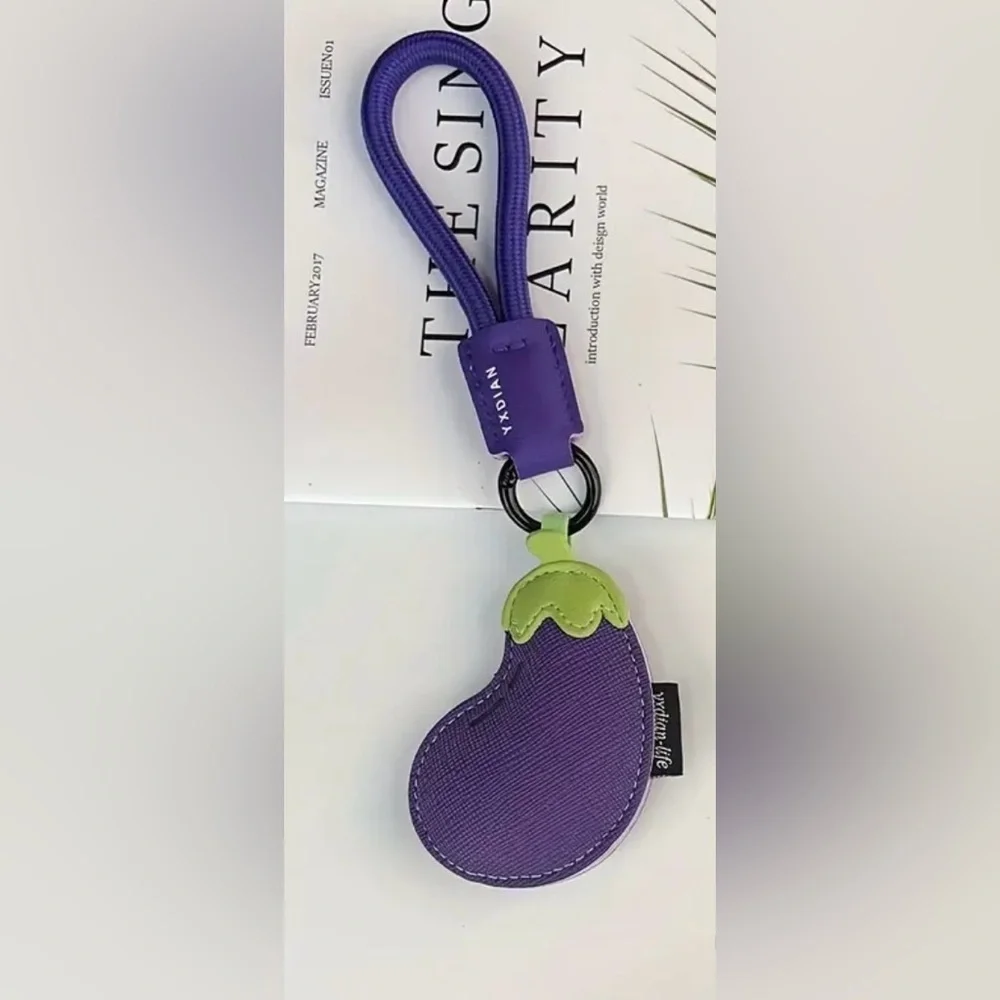 Purple Eggplant Purse Charm Keychain – Cute Fruit Bag Accessory – NWT